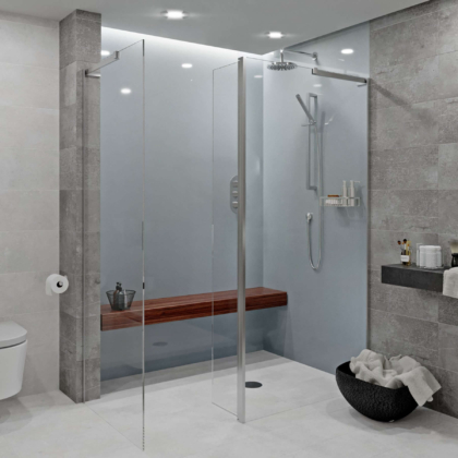 Gunmetal Acrylic Showerwall in a shower