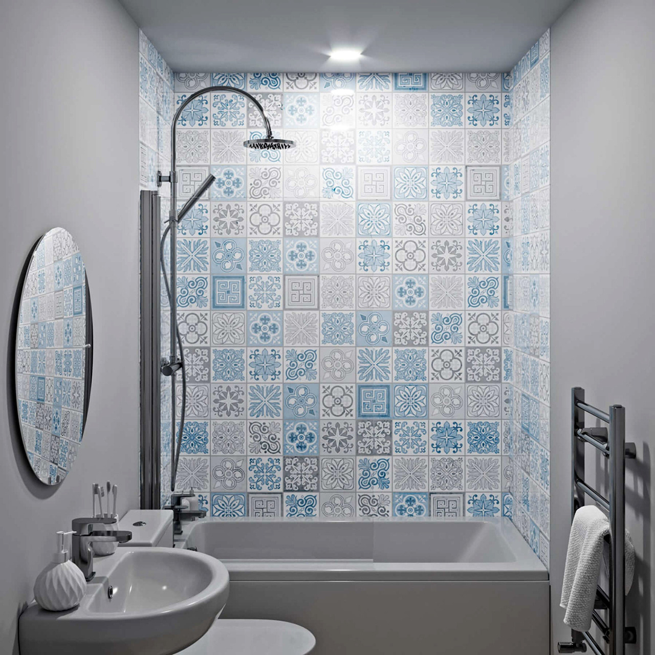 Victorian Blue Acrylic Showerwall Bathroom 1280x1280 